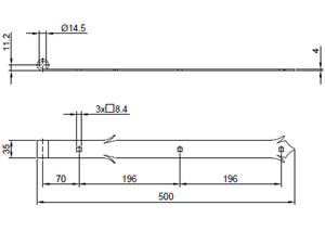 61.256 Scharnierarm zum anschrauben 500x35 fi14