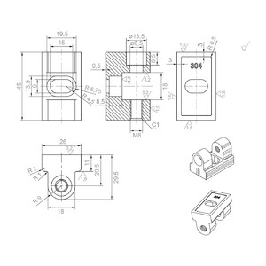 Glashalter 45x45x26mm mit halterung, 4XS (1) (1)