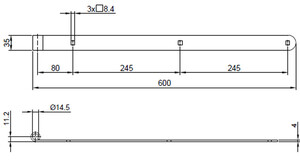 61.252 Scharnierarm zum anschrauben 600x35 fi14