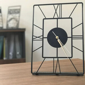 Metalowy zegar stojący Asalet prostokątny 