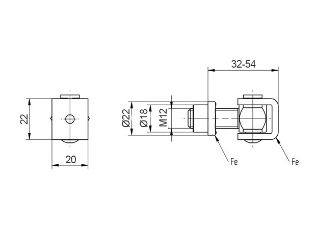 zawias M12 regulowany rysunek